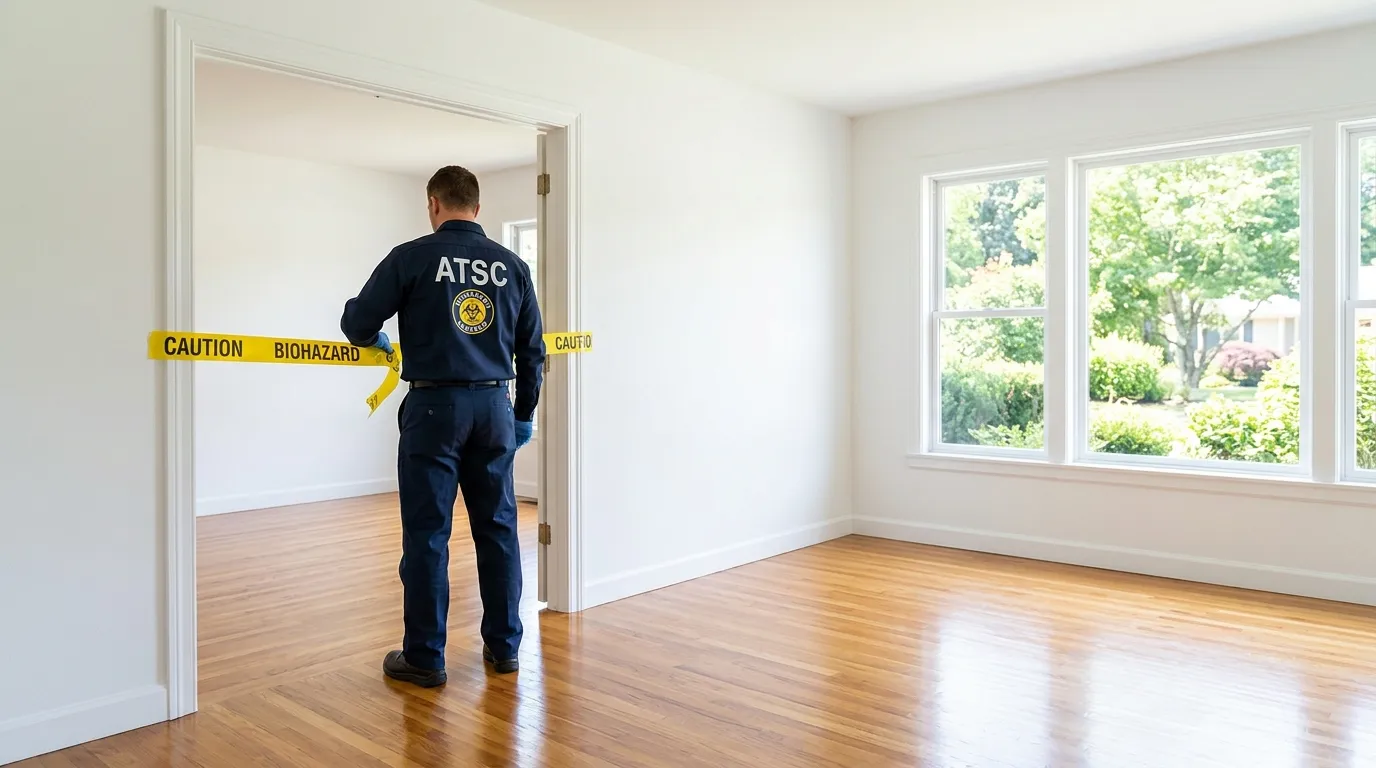 Certified biohazard cleanup crew performing Decomposition Cleanup in Portage